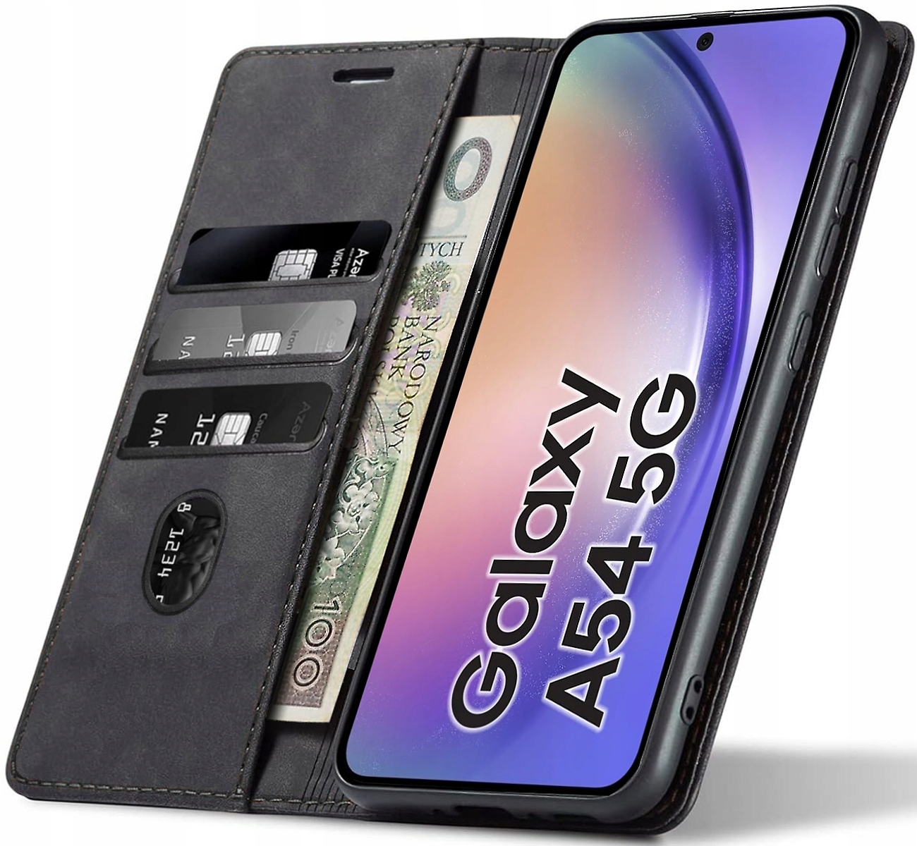 Flipové puzdro Nela-Styl pre SAMSUNG A54 ovčia koža čierna